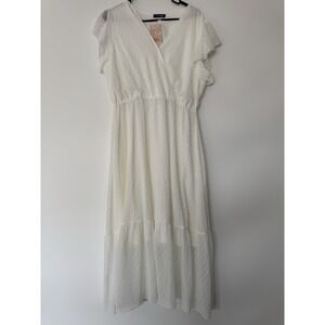 Womens Casual Floral Summer Boho Dress Flowy Wrap V‎ Neck Ruffle A-Line Sz Large